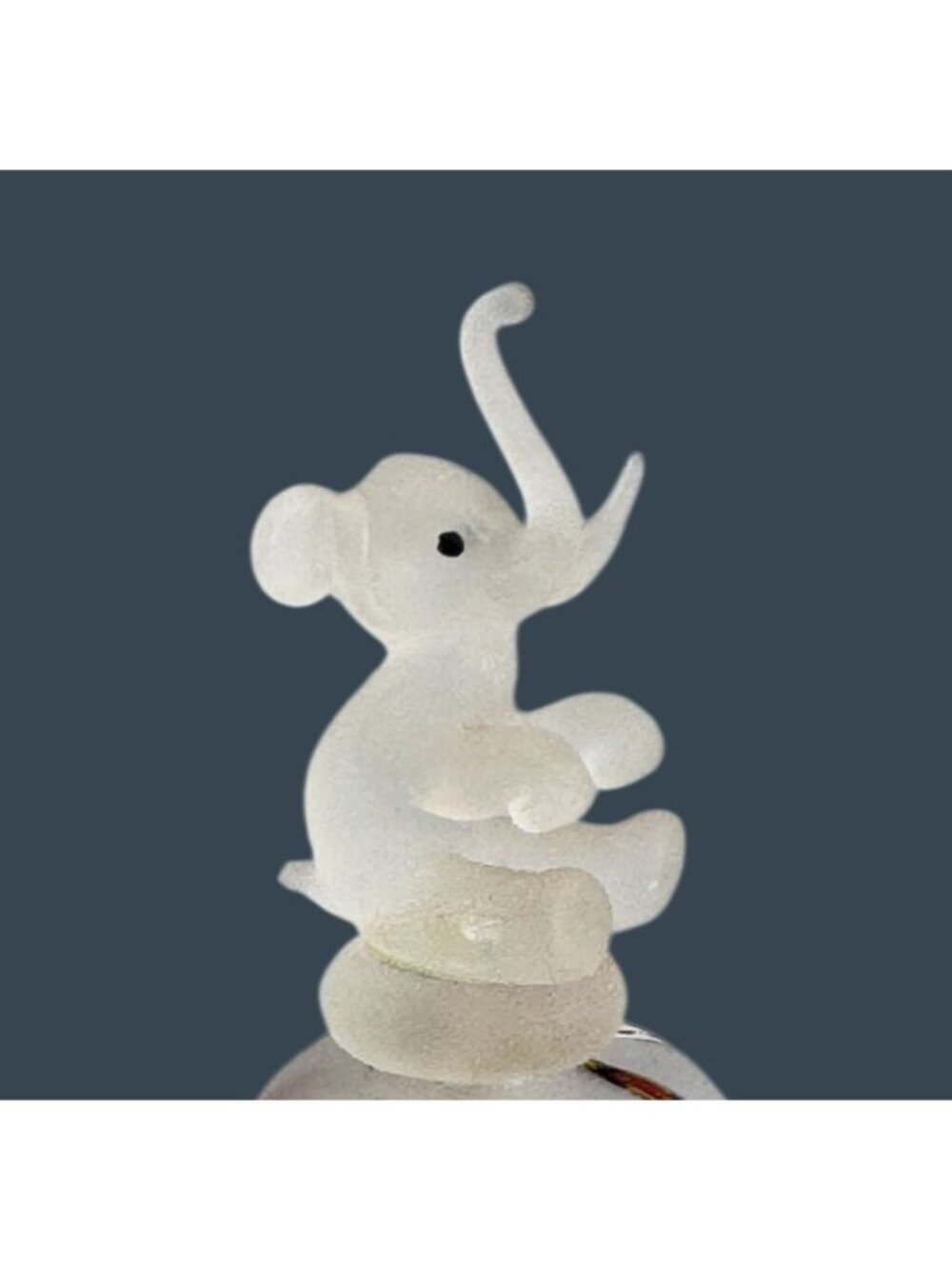 Vintage Frosted Art Glass Bell Millefiori Elephant Finial Hand Blown 5¼" Tusk Ch - Picture 4 of 9